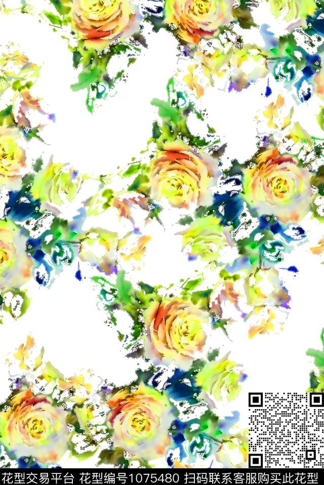 数码华亿平台抽象花卉数码印花华亿平台下载（图片编号: 1075480） - 瓦栏（Walan）
