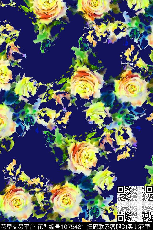 数码华亿平台抽象花卉数码印花华亿平台下载（图片编号: 1075481） - 瓦栏（Walan）