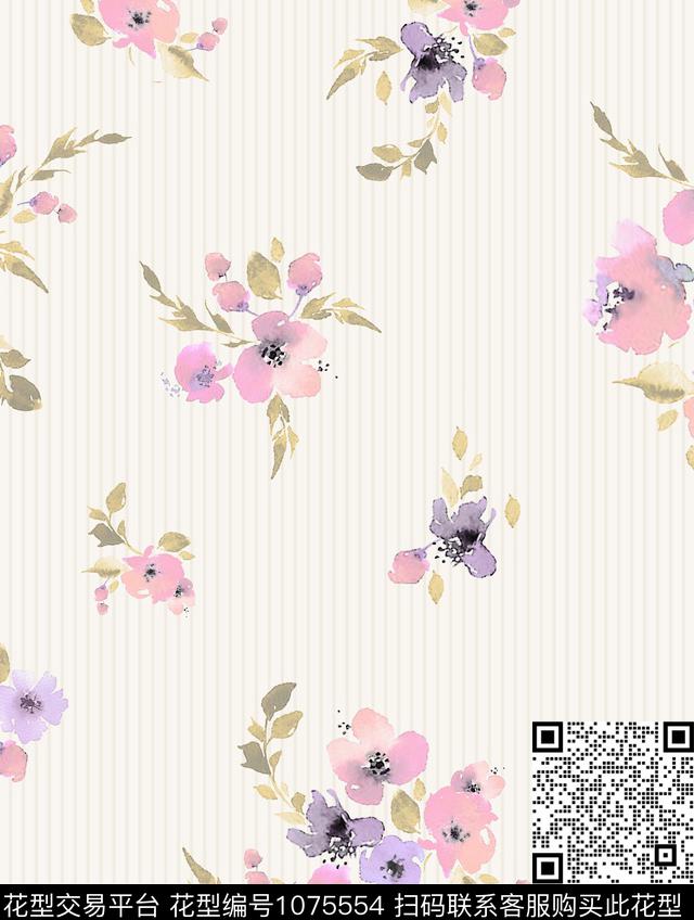 小碎花水彩花卉花卉数码印花华亿平台下载（图片编号: 1075554） - 瓦栏（Walan）