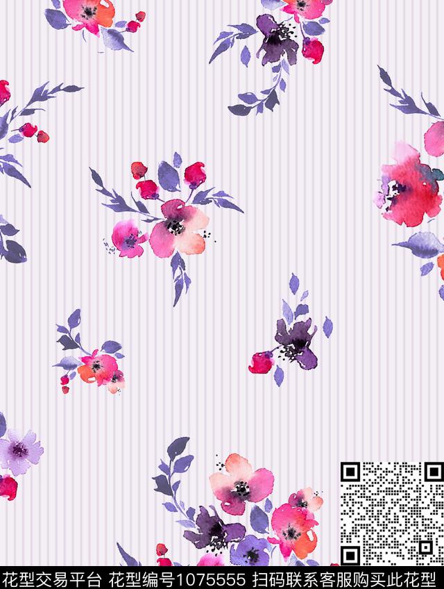 小碎花水彩花卉花卉数码印花华亿平台下载（图片编号: 1075555） - 瓦栏（Walan）