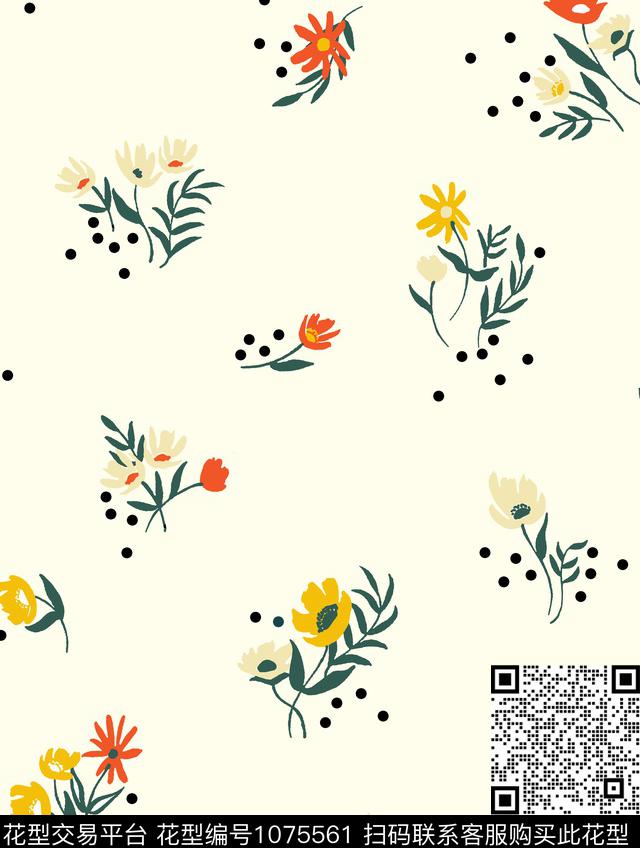小碎花花卉田园碎花数码印花华亿平台下载（图片编号: 1075561） - 瓦栏（Walan）