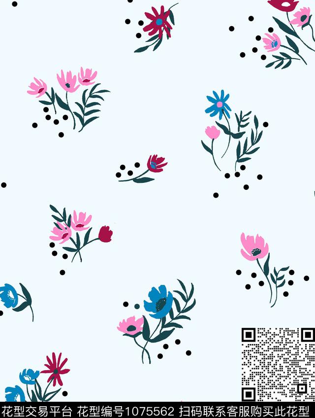 小碎花花卉田园碎花数码印花华亿平台下载（图片编号: 1075562） - 瓦栏（Walan）