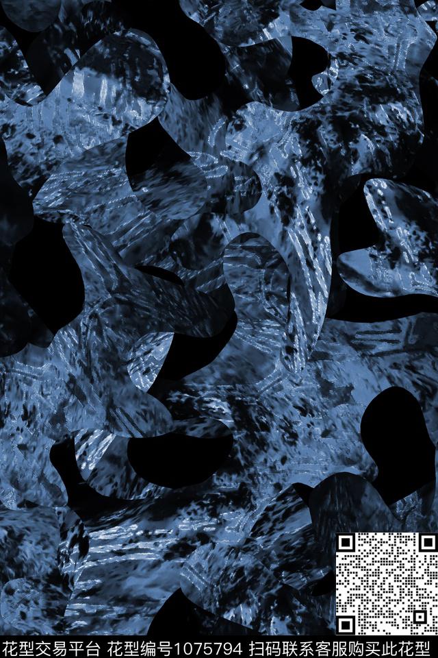 肌理抽象男装数码印花华亿平台下载（图片编号: 1075794） - 瓦栏（Walan）