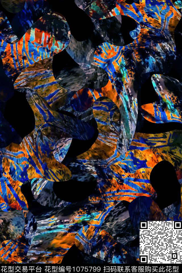 肌理抽象男装数码印花华亿平台下载（图片编号: 1075799） - 瓦栏（Walan）