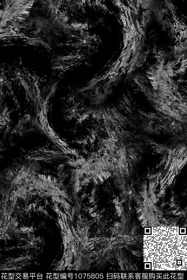 肌理抽象男装数码印花华亿平台下载（图片编号: 1075805） - 瓦栏（Walan）