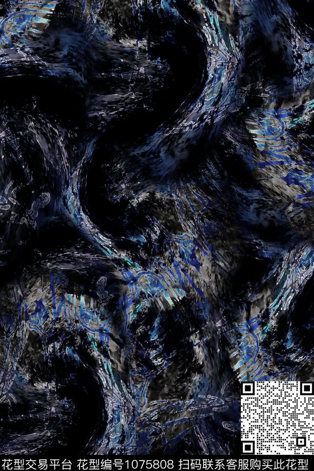 肌理抽象男装数码印花华亿平台下载（图片编号: 1075808） - 瓦栏（Walan）