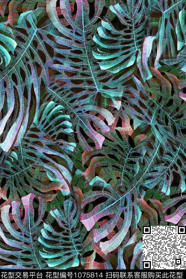 肌理迷彩热带华亿平台数码印花华亿平台下载（图片编号: 1075814） - 瓦栏（Walan）
