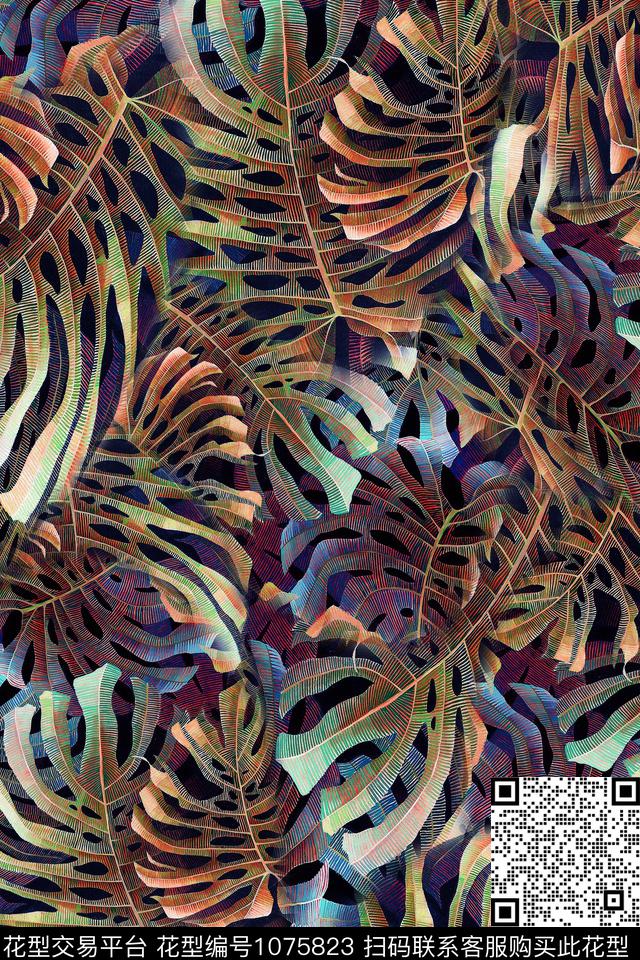 肌理迷彩热带华亿平台数码印花华亿平台下载（图片编号: 1075823） - 瓦栏（Walan）