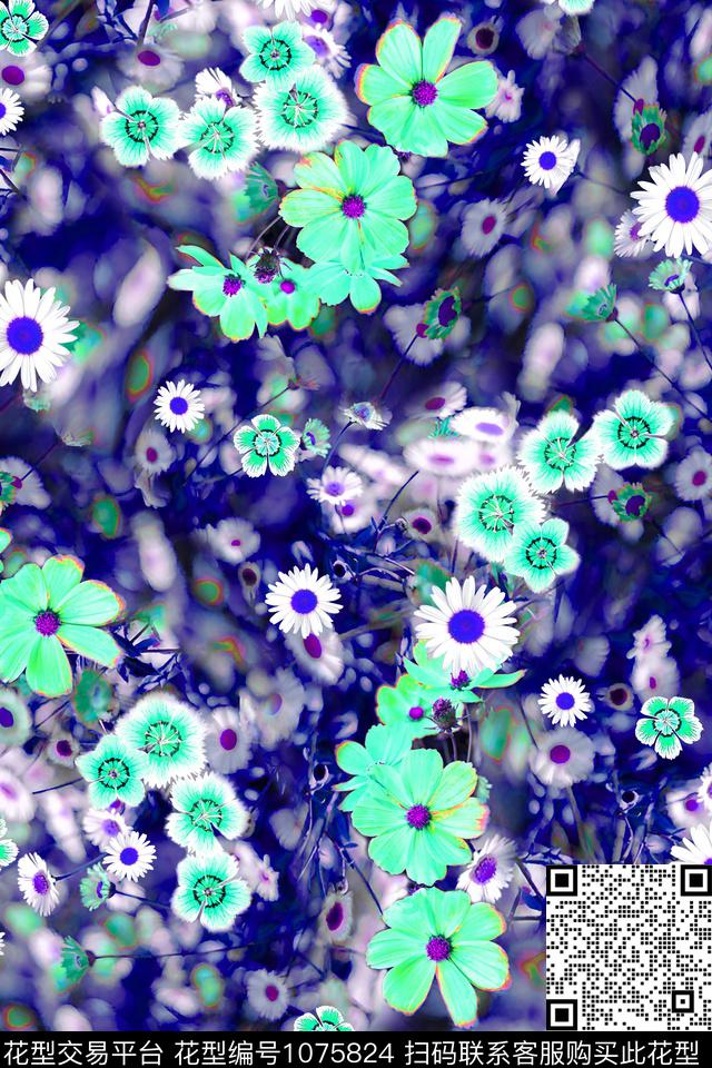 彩底花卉小碎花女装数码印花华亿平台下载（图片编号: 1075824） - 瓦栏（Walan）