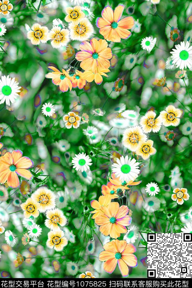 彩底花卉小碎花女装数码印花华亿平台下载（图片编号: 1075825） - 瓦栏（Walan）