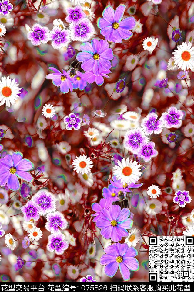 彩底花卉小碎花女装数码印花华亿平台下载（图片编号: 1075826） - 瓦栏（Walan）