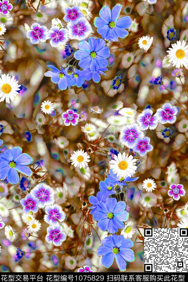 彩底花卉小碎花女装数码印花华亿平台下载（图片编号: 1075829） - 瓦栏（Walan）