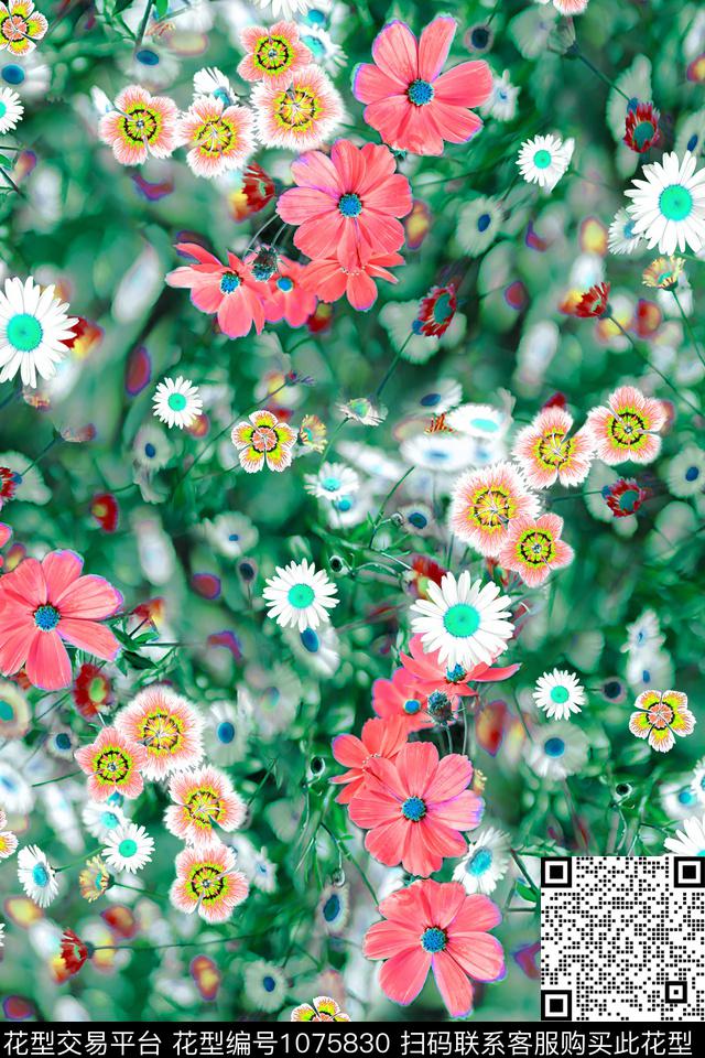 彩底花卉小碎花女装数码印花华亿平台下载（图片编号: 1075830） - 瓦栏（Walan）