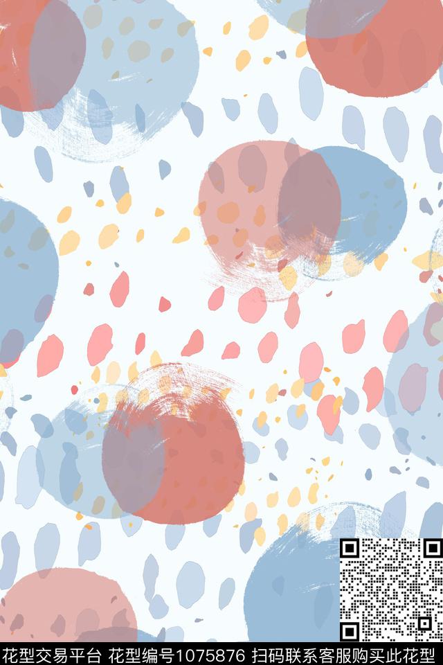 热带海滨度假圆圈与波点雨滴数码印花华亿平台下载（图片编号: 1075876） - 瓦栏（Walan）