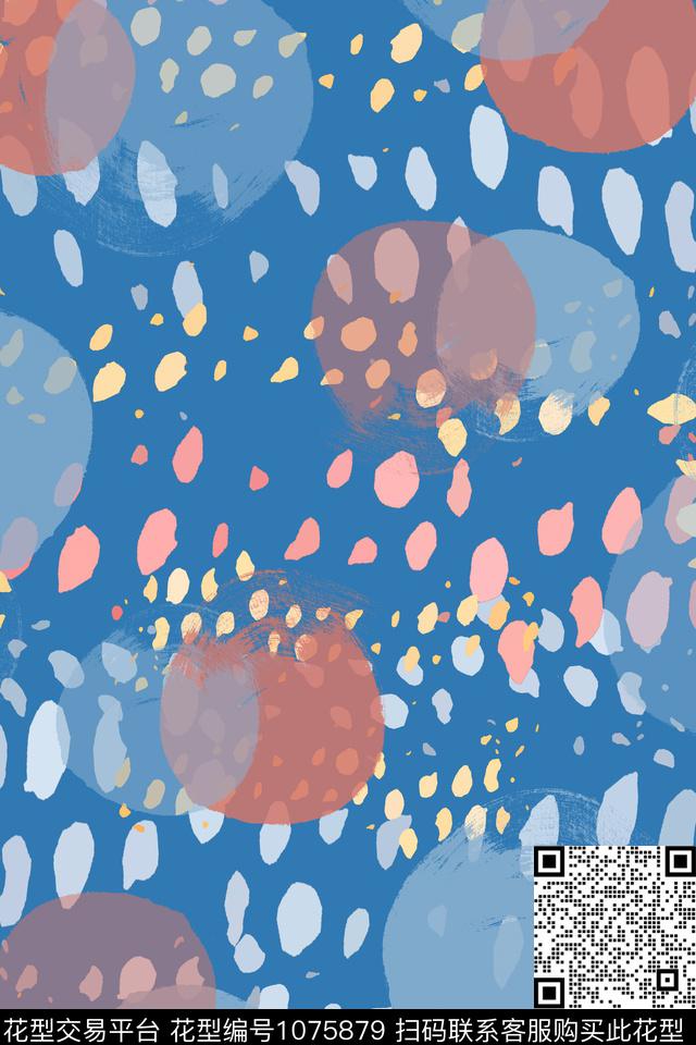 热带海滨度假圆圈与波点雨滴数码印花华亿平台下载（图片编号: 1075879） - 瓦栏（Walan）