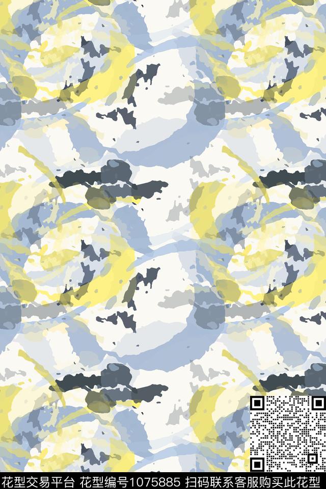 径庭迷彩抽象圆圈与波点数码印花华亿平台下载（图片编号: 1075885） - 瓦栏（Walan）