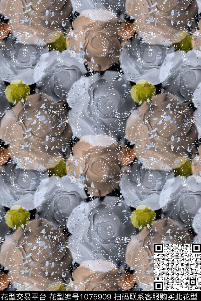 迷彩径庭迷彩玫瑰花语数码印花华亿平台下载（图片编号: 1075909） - 瓦栏（Walan）