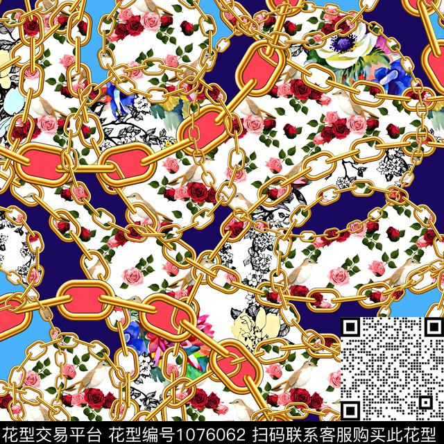 链条大牌风小方巾数码印花华亿平台下载（图片编号: 1076062） - 瓦栏（Walan）