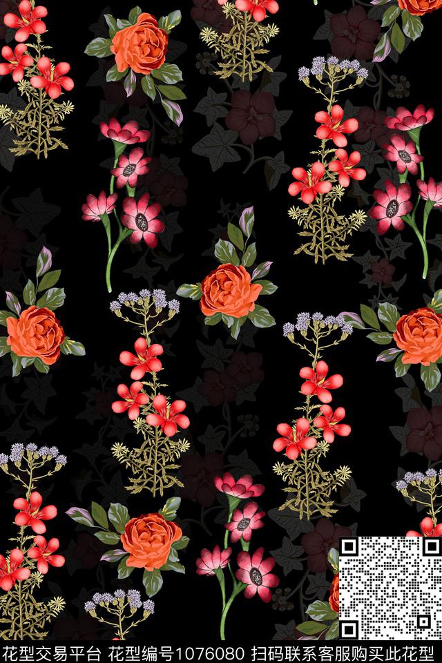 数码华亿平台小碎花水彩花卉数码印花华亿平台下载（图片编号: 1076080） - 瓦栏（Walan）