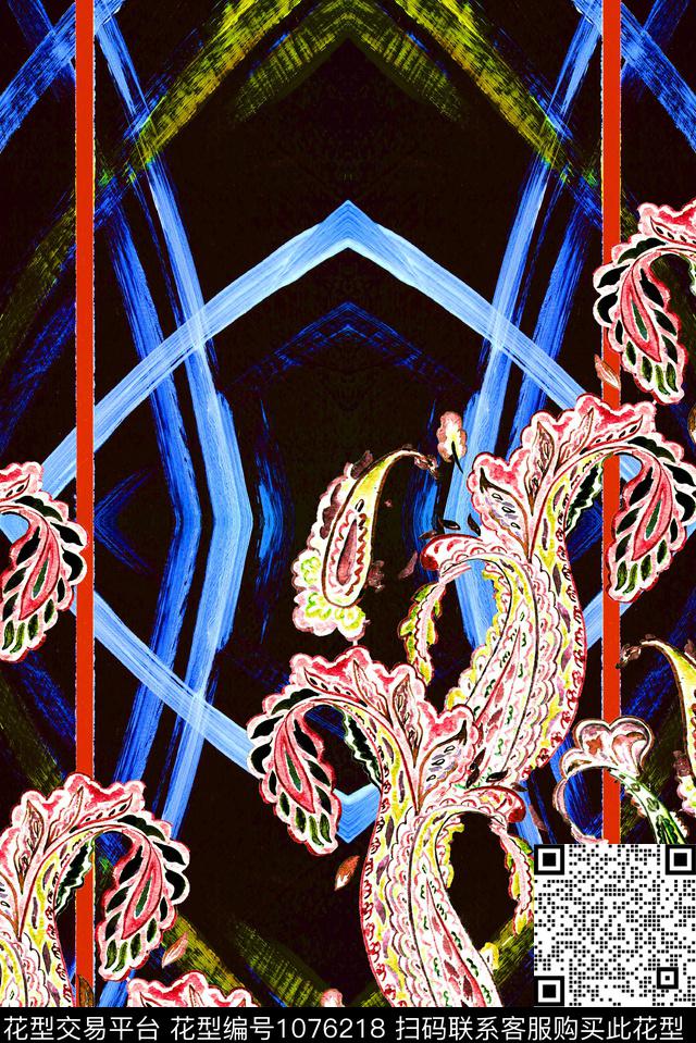 民族风佩斯利复古数码印花华亿平台下载（图片编号: 1076218） - 瓦栏（Walan）