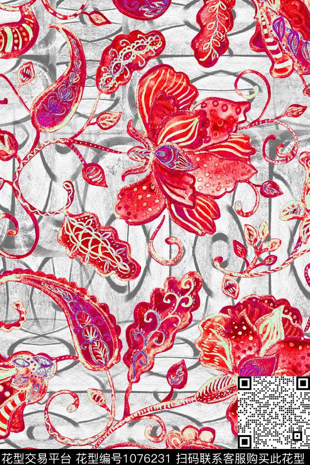 民族风复古数码印花华亿平台下载（图片编号: 1076231） - 瓦栏（Walan）