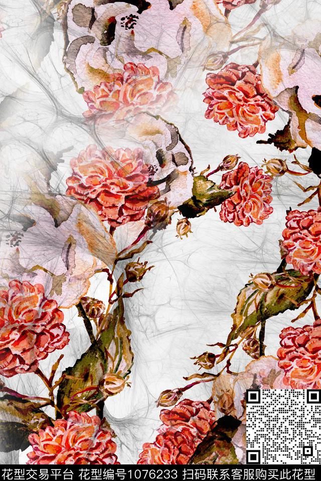 民族风花卉复古数码印花华亿平台下载（图片编号: 1076233） - 瓦栏（Walan）