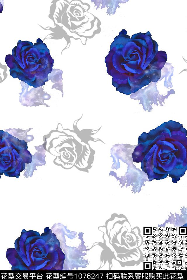 数码华亿平台手绘花卉花卉数码印花华亿平台下载（图片编号: 1076247） - 瓦栏（Walan）