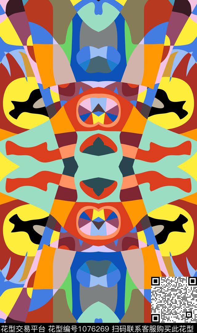 趣味抽象潮牌数码印花华亿平台下载（图片编号: 1076269） - 瓦栏（Walan）