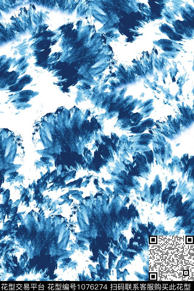 数码华亿平台抽象手绘花卉数码印花华亿平台下载（图片编号: 1076274） - 瓦栏（Walan）