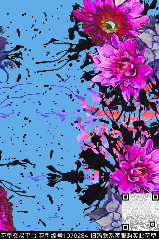 数码华亿平台抽象定位花数码印花华亿平台下载（图片编号: 1076284） - 瓦栏（Walan）