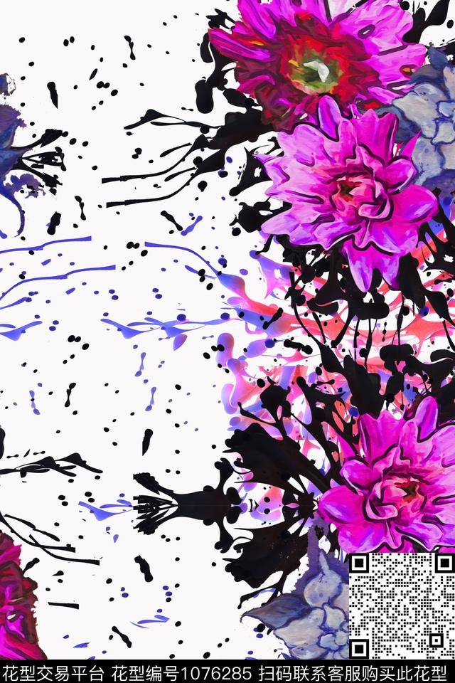 数码华亿平台抽象定位花数码印花华亿平台下载（图片编号: 1076285） - 瓦栏（Walan）