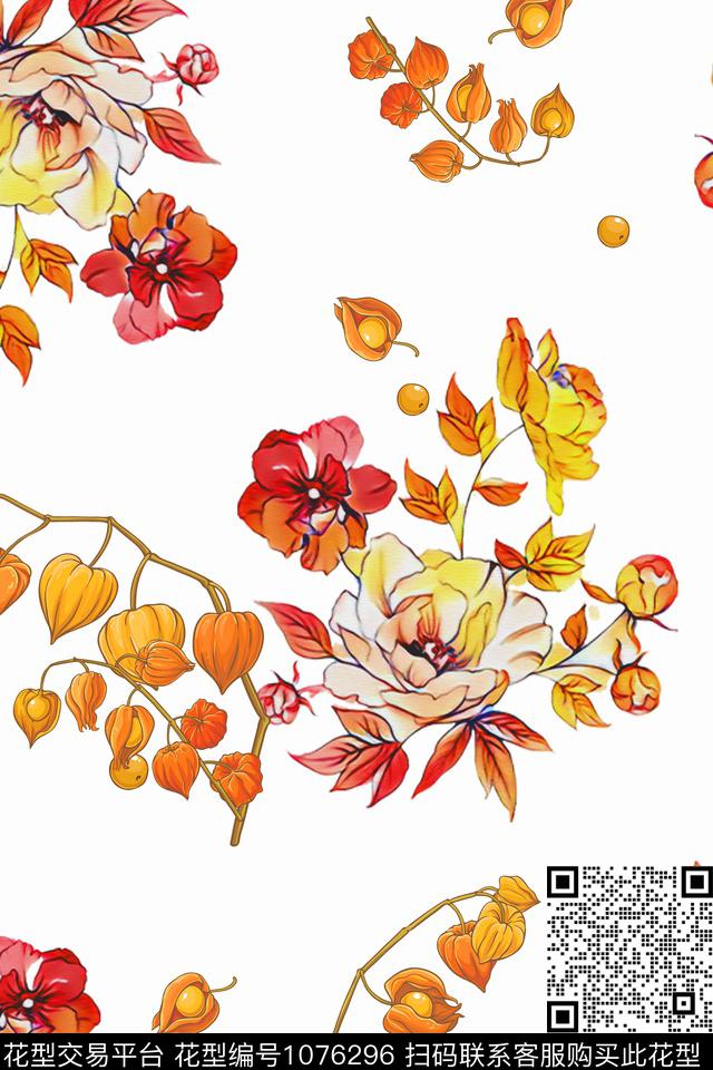数码华亿平台春夏华亿平台手绘花卉数码印花华亿平台下载（图片编号: 1076296） - 瓦栏（Walan）