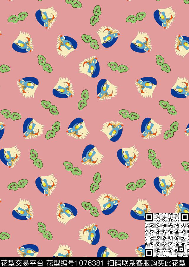 中国风卡通猴子数码印花华亿平台下载（图片编号: 1076381） - 瓦栏（Walan）