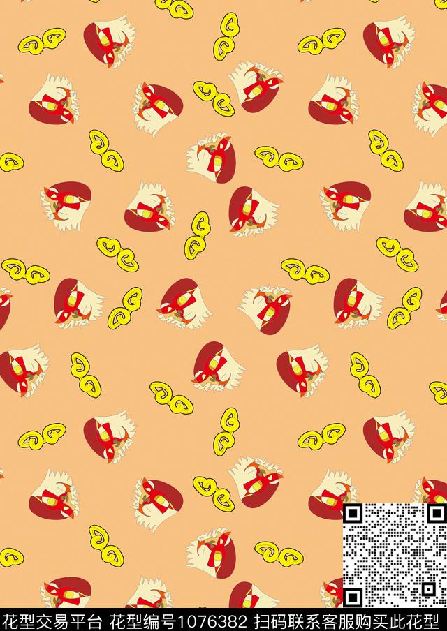 中国风卡通猴子数码印花华亿平台下载（图片编号: 1076382） - 瓦栏（Walan）