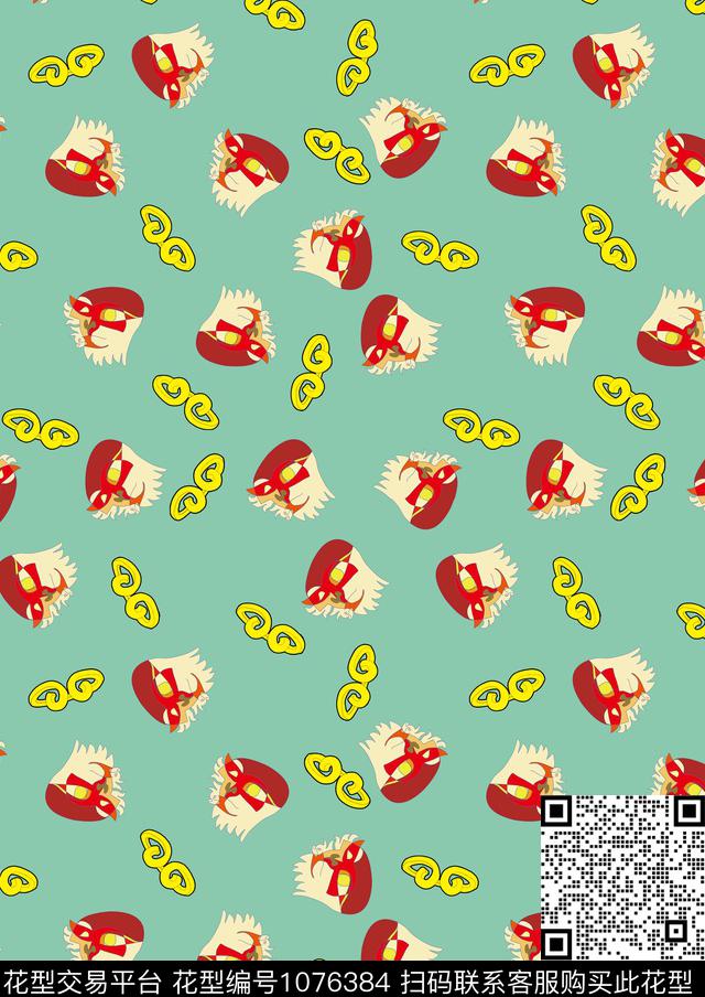 中国风卡通猴子数码印花华亿平台下载（图片编号: 1076384） - 瓦栏（Walan）