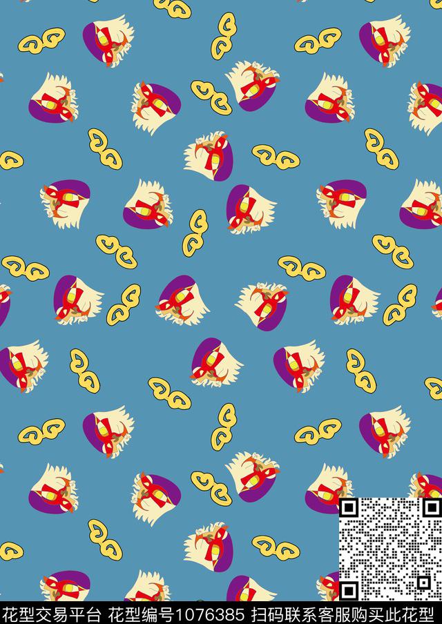 中国风卡通猴子数码印花华亿平台下载（图片编号: 1076385） - 瓦栏（Walan）