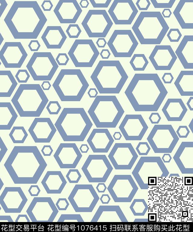 数码华亿平台六边形几何数码印花华亿平台下载（图片编号: 1076415） - 瓦栏（Walan）