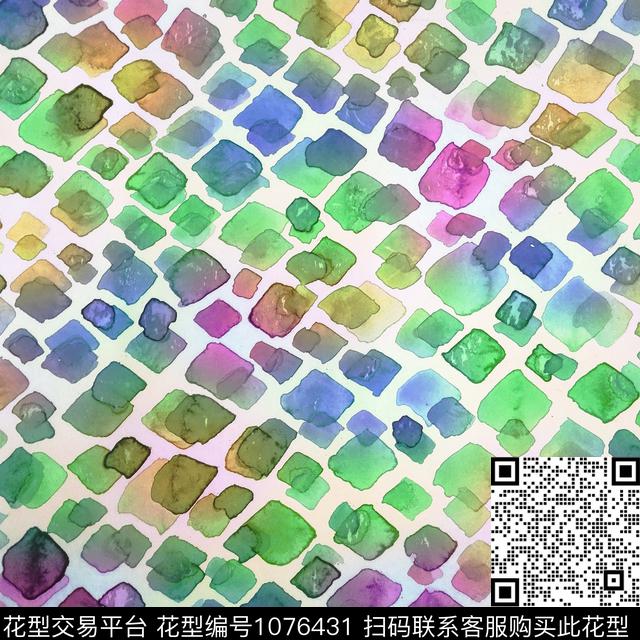 抽象几何手绘花卉数码印花华亿平台下载（图片编号: 1076431） - 瓦栏（Walan）