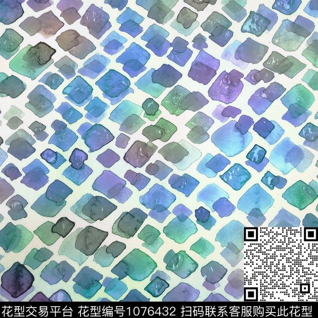 抽象几何手绘花卉数码印花华亿平台下载（图片编号: 1076432） - 瓦栏（Walan）