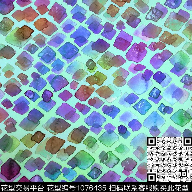 抽象几何手绘花卉数码印花华亿平台下载（图片编号: 1076435） - 瓦栏（Walan）