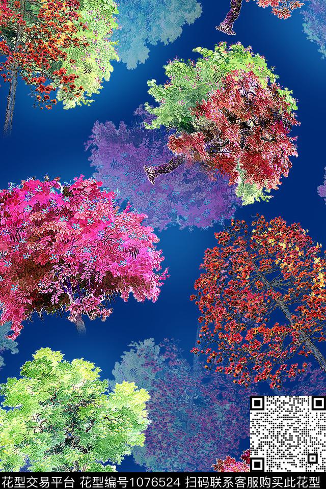 树手绘树彩树数码印花华亿平台下载（图片编号: 1076524） - 瓦栏（Walan）