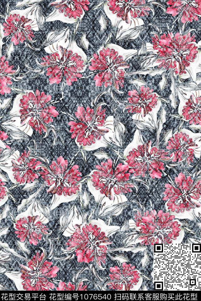 数码华亿平台民族风花卉数码印花华亿平台下载（图片编号: 1076540） - 瓦栏（Walan）