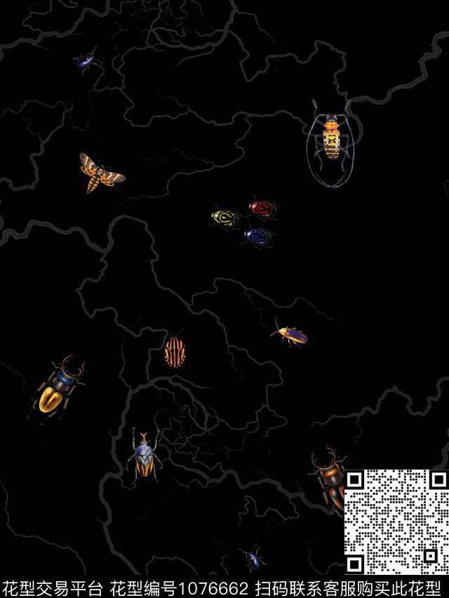 艺术创意昆虫数码印花华亿平台下载（图片编号: 1076662） - 瓦栏（Walan）