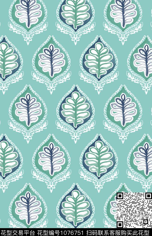 花卉笔触大牌风传统印花华亿平台下载（图片编号: 1076751） - 瓦栏（Walan）