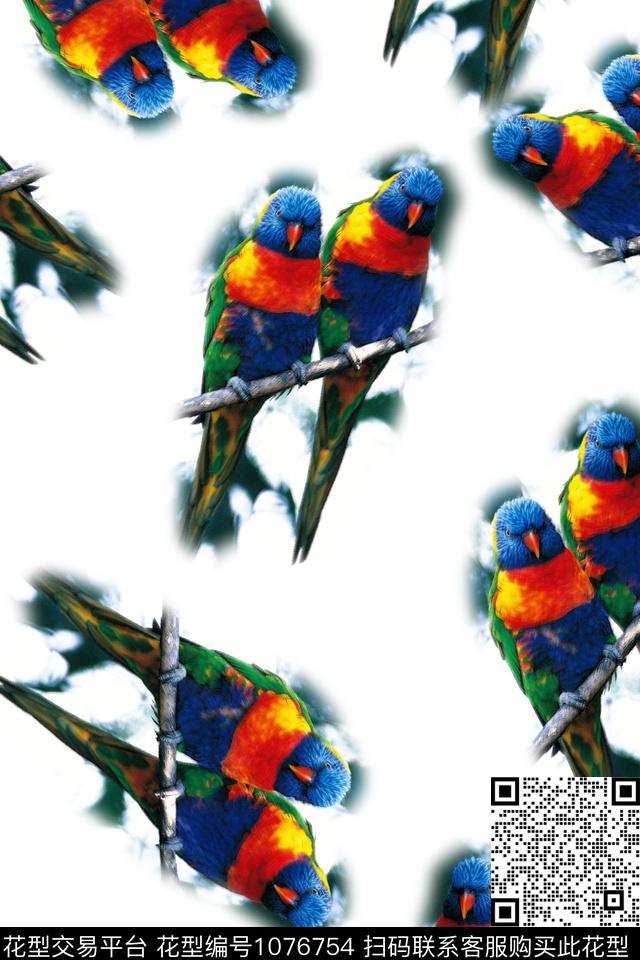 鸟男装鹦鹉数码印花华亿平台下载（图片编号: 1076754） - 瓦栏（Walan）