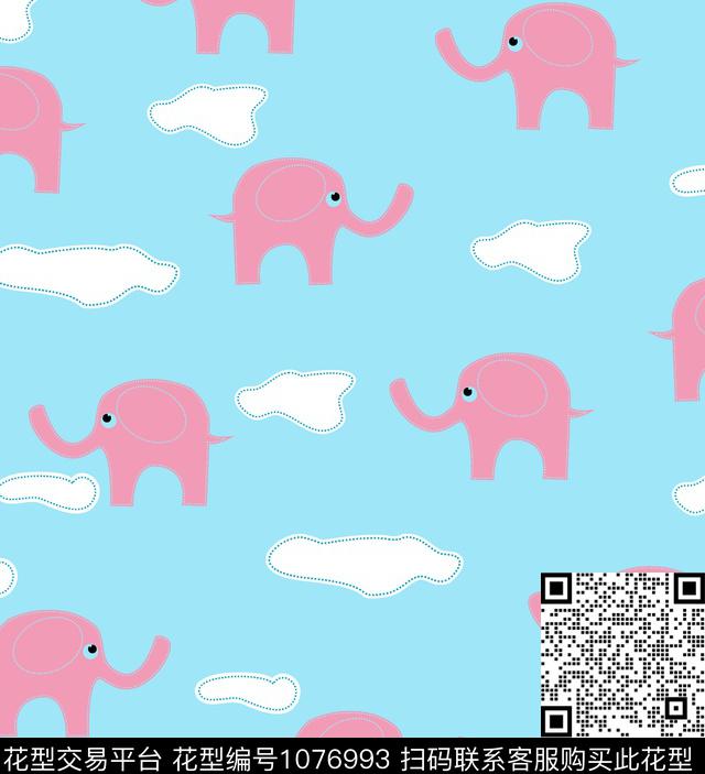 卡通动物可爱大象传统印花华亿平台下载（图片编号: 1076993） - 瓦栏（Walan）
