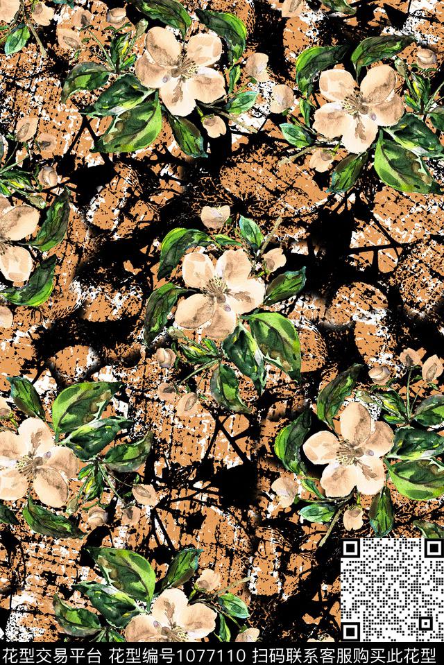 数码华亿平台民族风花卉数码印花华亿平台下载（图片编号: 1077110） - 瓦栏（Walan）