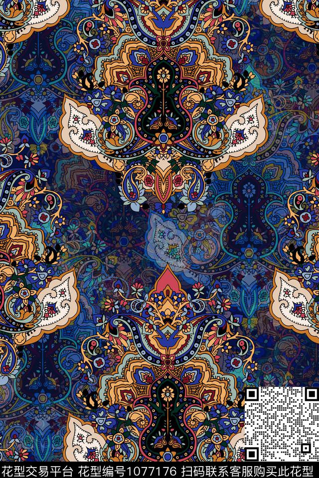 数码华亿平台创意民族风数码印花华亿平台下载（图片编号: 1077176） - 瓦栏（Walan）