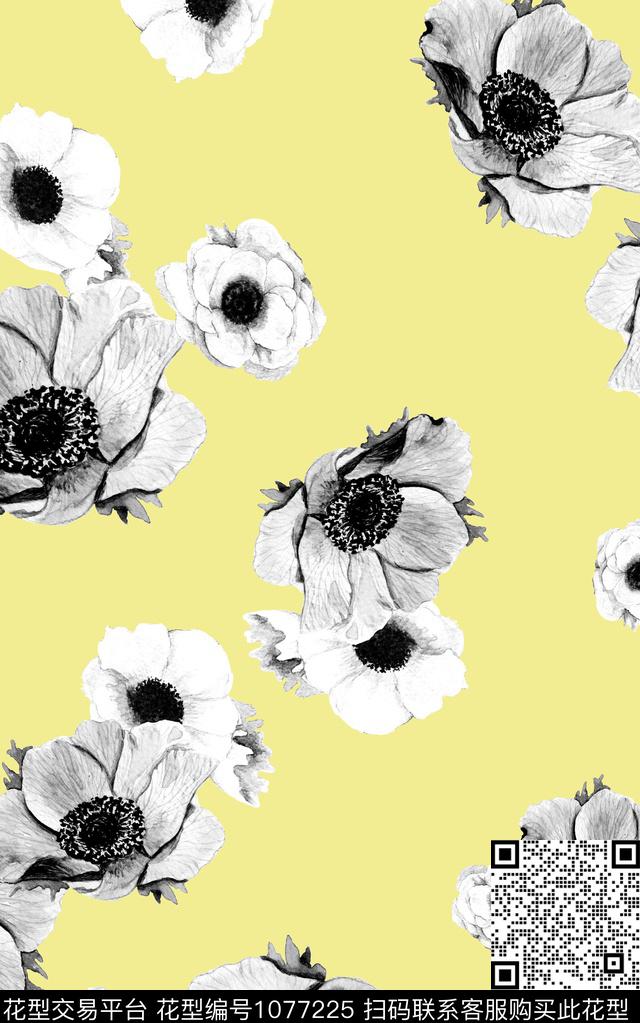 小碎花花卉清爽底花卉数码印花华亿平台下载（图片编号: 1077225） - 瓦栏（Walan）