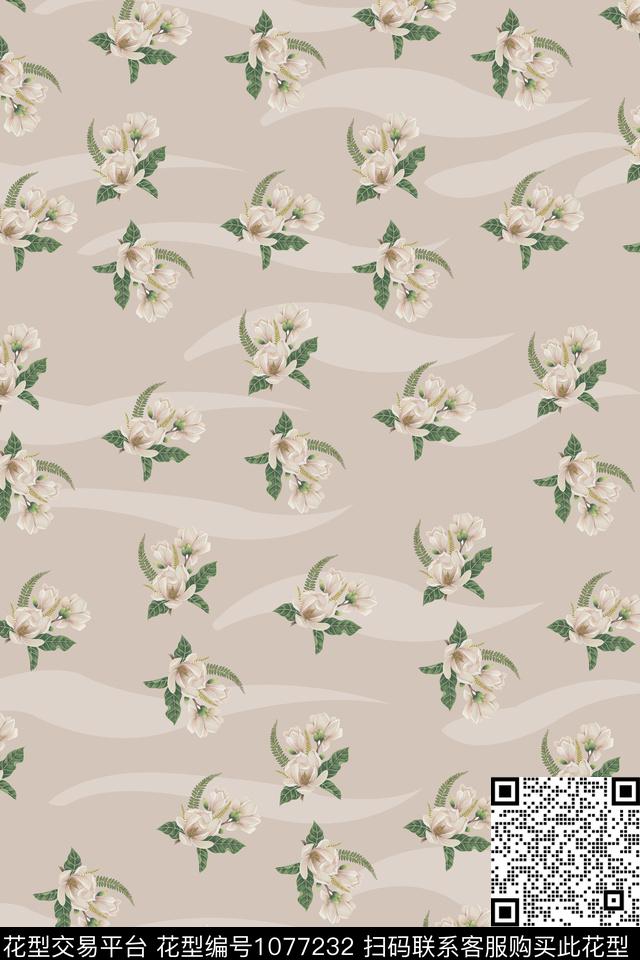 数码华亿平台定位花清爽底花卉数码印花华亿平台下载（图片编号: 1077232） - 瓦栏（Walan）